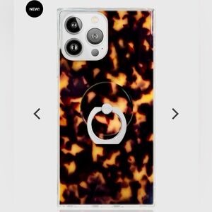 FLAUNT SQUARE® Tortoise Shell iPhone 13 Pro Case with Ring Holder